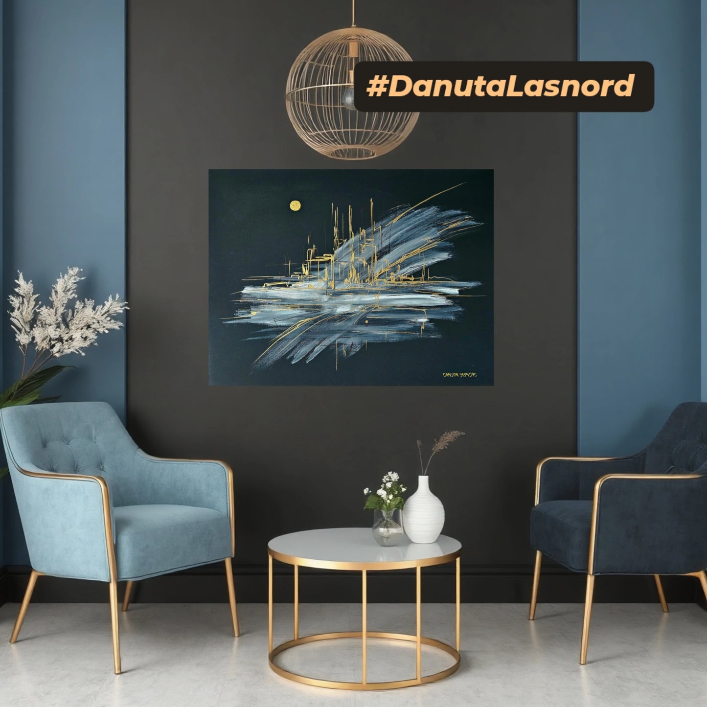 Originaalne abstraktne maal lõuendil "Linn". Danuta Lasnordi kunst