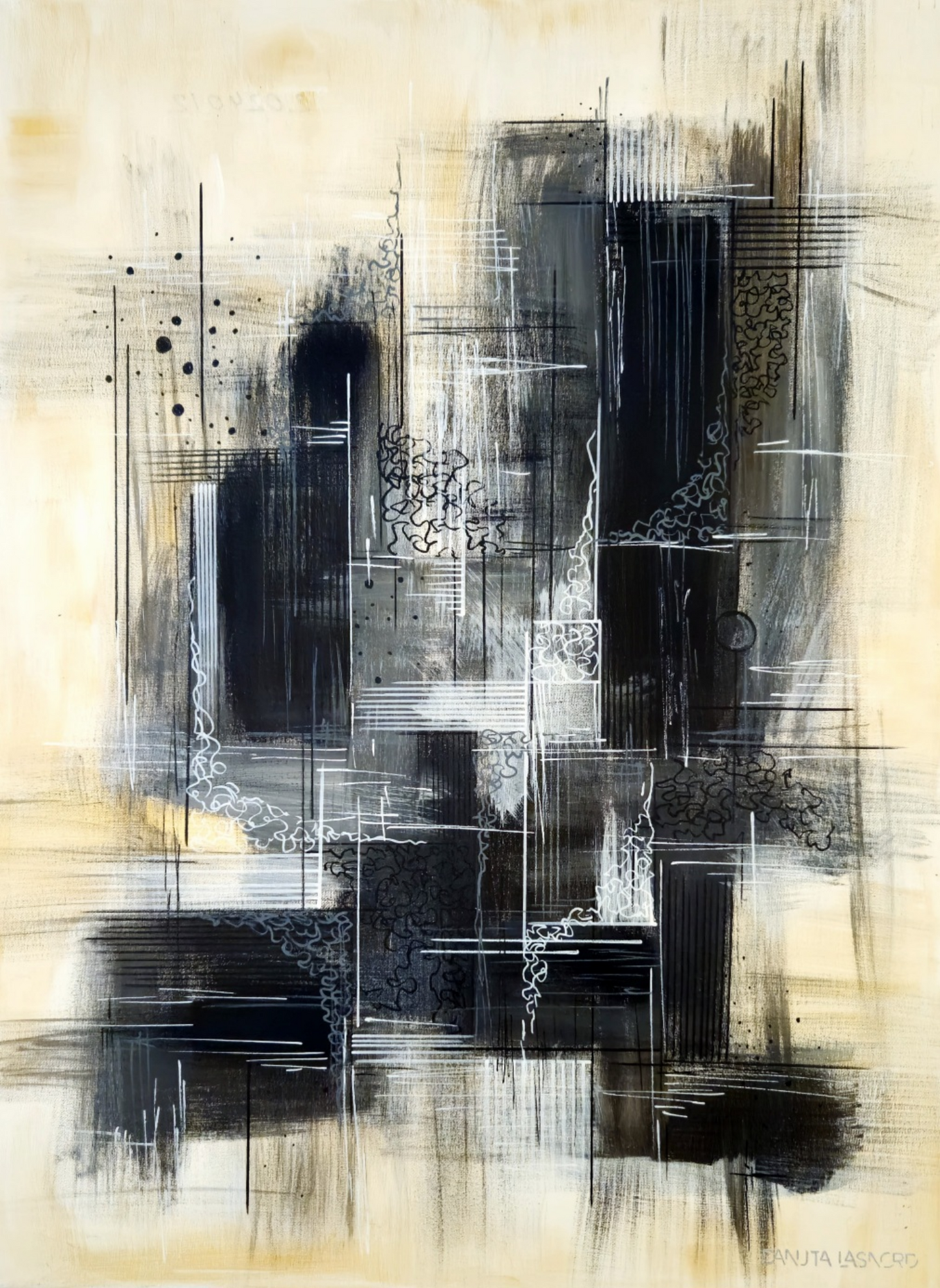 Abstraktne maal "Esimesed külmad". Danuta Lasnordi kunst