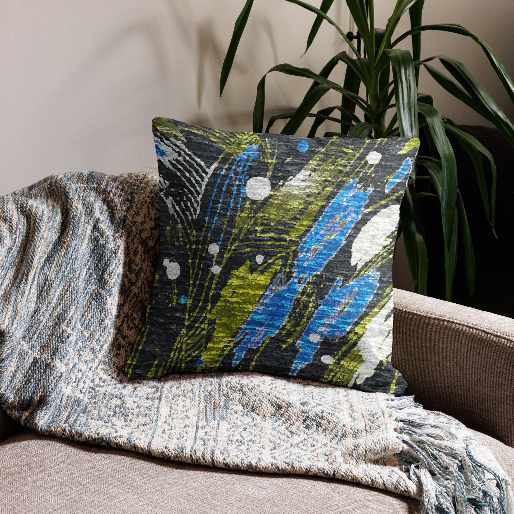 A colorful geometric patterned luxuri abstract  pillow case. For modern home