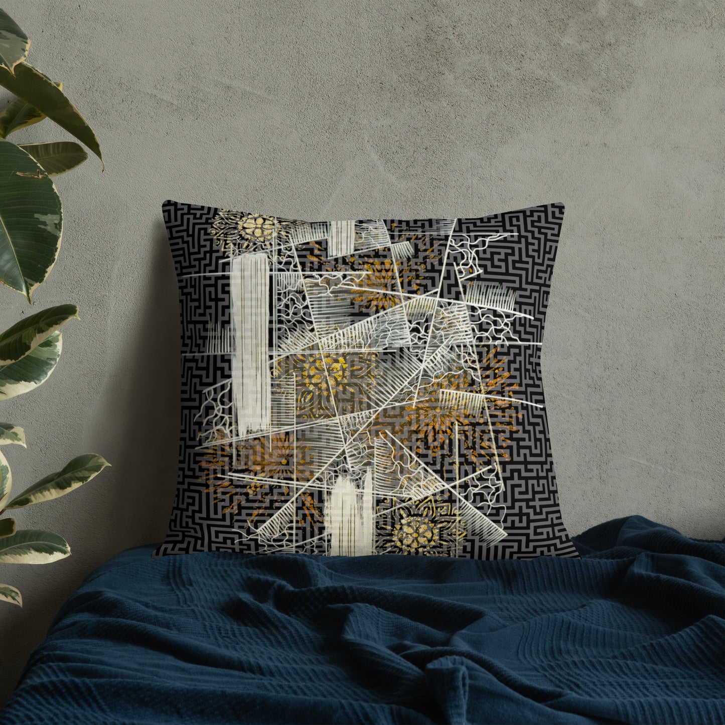 Black and Gray Abstract Pillow